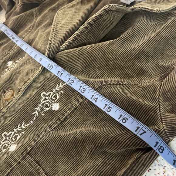 ALDO Women’s Corduroy Brown Blazer Jacket Button Embroidered Large Country West - Picture 6 of 8